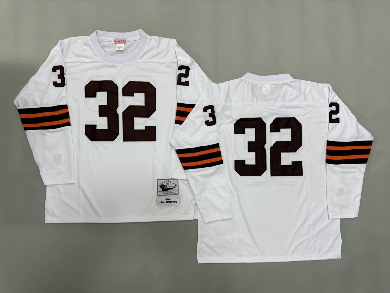 Men 2025 Cleveland Browns 32 Brown white Throwback Limited NFL Jersey style 002